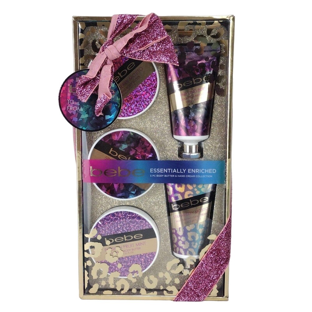 Bebe Essentially Enriched 5 Piece Gift Set Lotion Body Butter Hand Cream Holiday